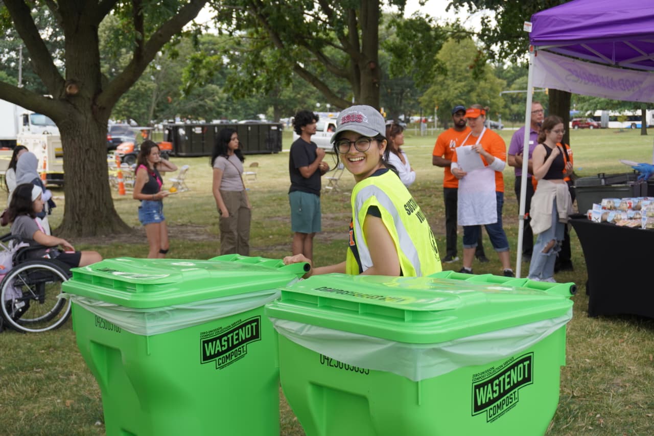 Aakanksha at Sustainapalooza with WasteNot Compost bins